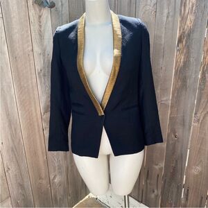 The KOOPLES Elegant Black and Gold Women's Blazer size 34/XS